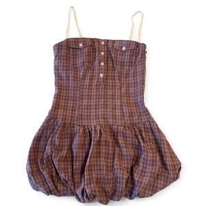 Jaded London NWT Ava Plaid Checked Puffball Mini Dress Drop Waist Size 4 Pink